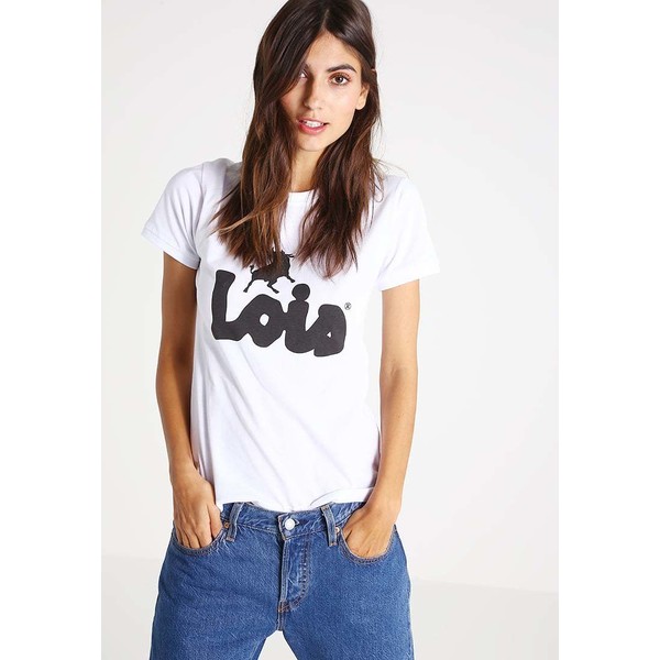LOIS Jeans DYMPHE T-shirt z nadrukiem white/black 1LJ21D000