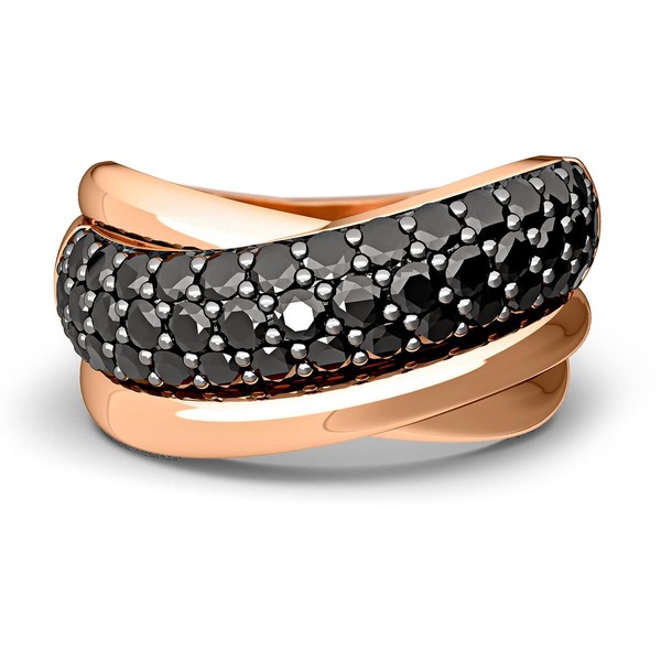 Tchibo Srebrny pierścionek z cyrkoniami, pozłacany różowym złotem 400079443