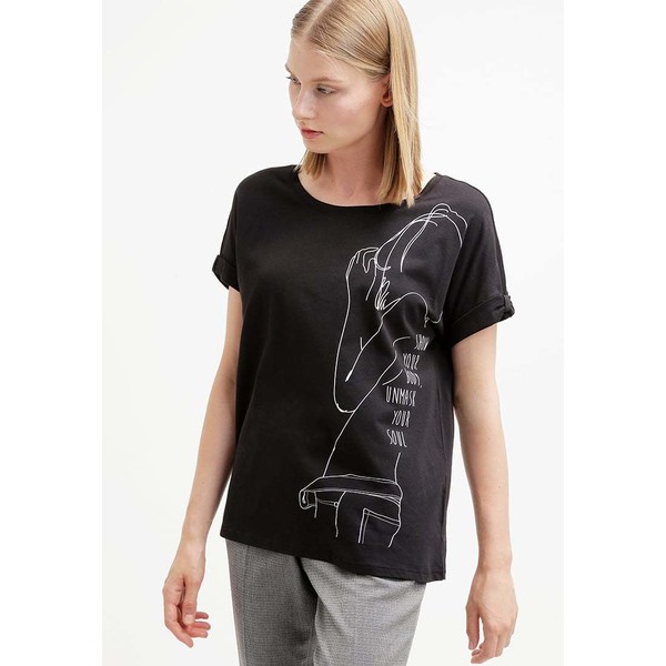 Sisley T-shirt z nadrukiem black 7SI21D04G