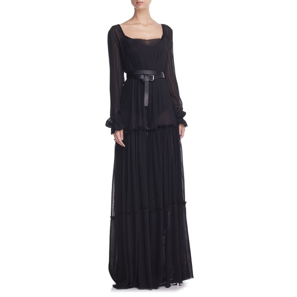 Thecadess Suknia z transparentnego szyfonu czarna