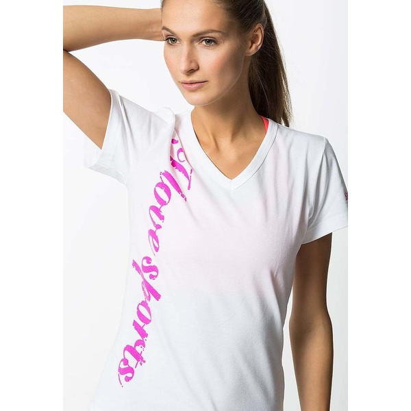 Global Striker T-shirt z nadrukiem white/pink GS841D000