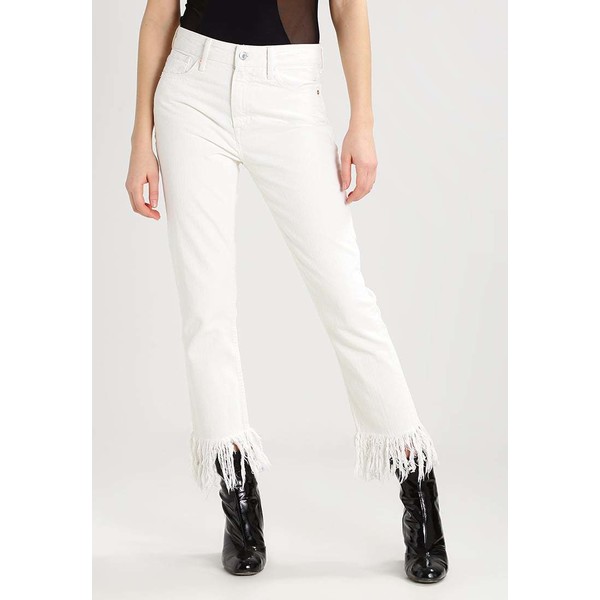 Kings Of Indigo KIMBERLY CROPPED Jeansy Straight leg white frayed K0421N01D