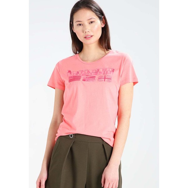 Napapijri SHALVEY T-shirt z nadrukiem neon pink NA621D03N