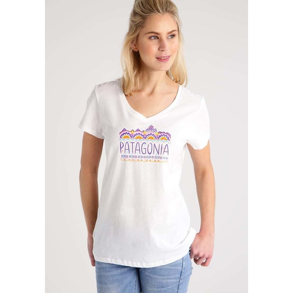 Patagonia FITZ ROY T-shirt z nadrukiem white PA941D00A