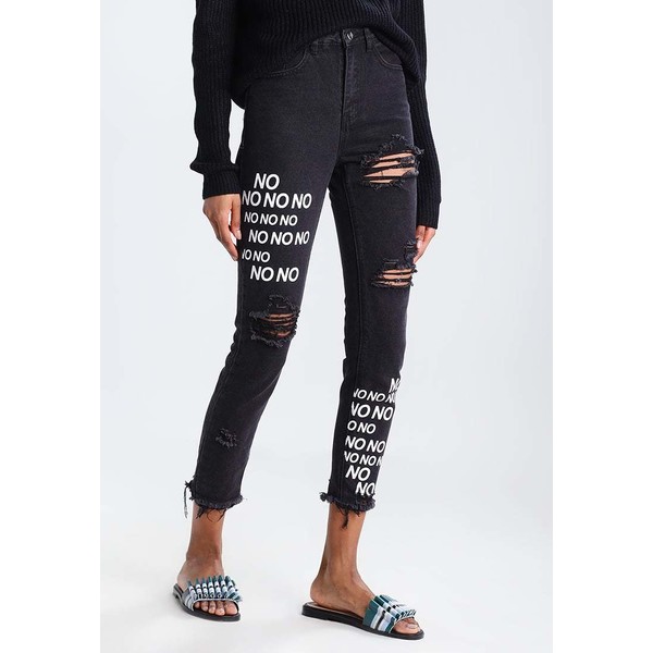 Missguided RIOT GRAPHIC Jeansy Slim fit black M0Q21N01Y