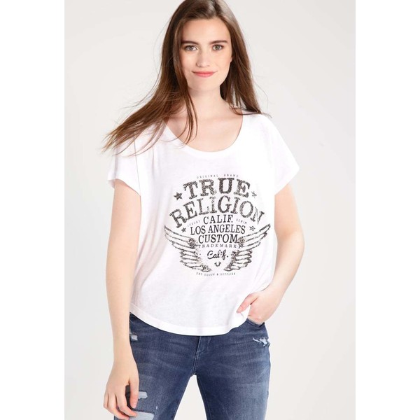 True Religion T-shirt z nadrukiem white TR121D04G