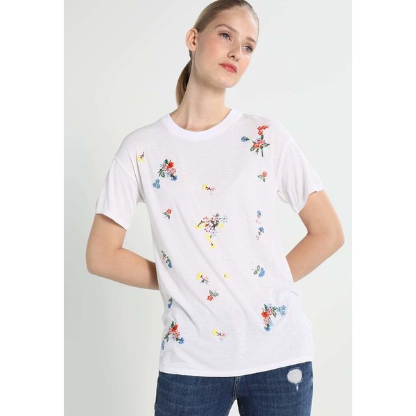 Topshop FLOWER T-shirt z nadrukiem white TP721D0GG