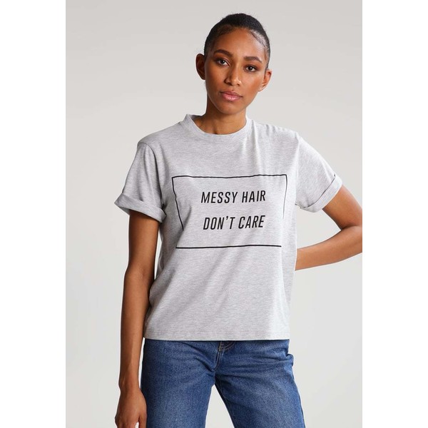 mbyM DON'T CARE T-shirt z nadrukiem light grey melange MB121D052