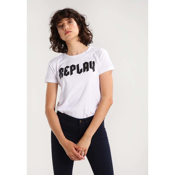 Replay T-shirt z nadrukiem optical white RE321D05I