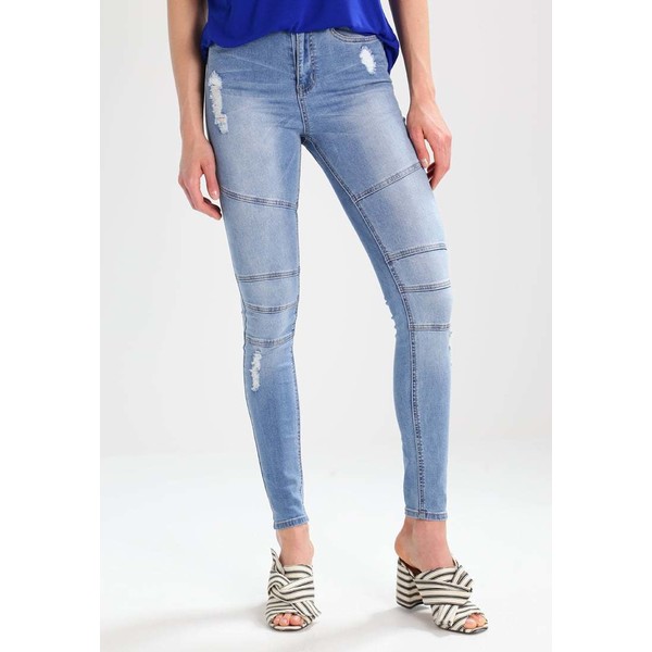 Missguided Tall BIKER Jeans Skinny Fit blue MIG21N005
