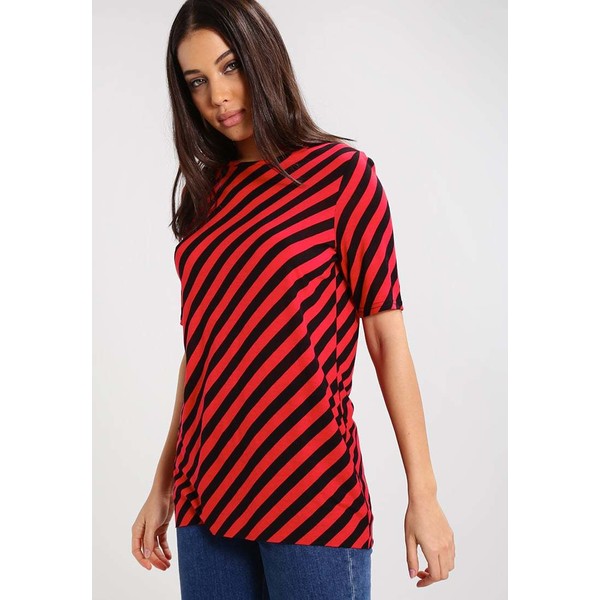 Cheap Monday AVANT SLASH STRIPE T-shirt z nadrukiem red/black CH621D03D
