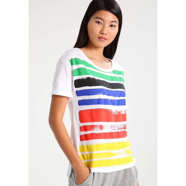 Benetton T-shirt z nadrukiem white/multicolor 4BE21D08Z