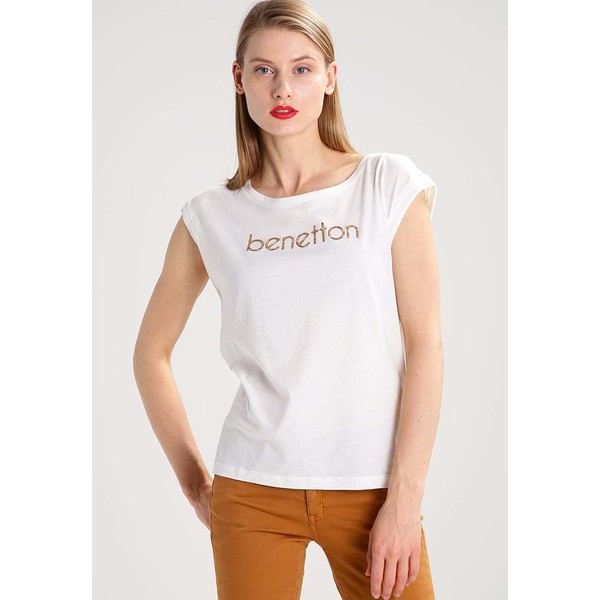 Benetton T-shirt z nadrukiem white 4BE21D095