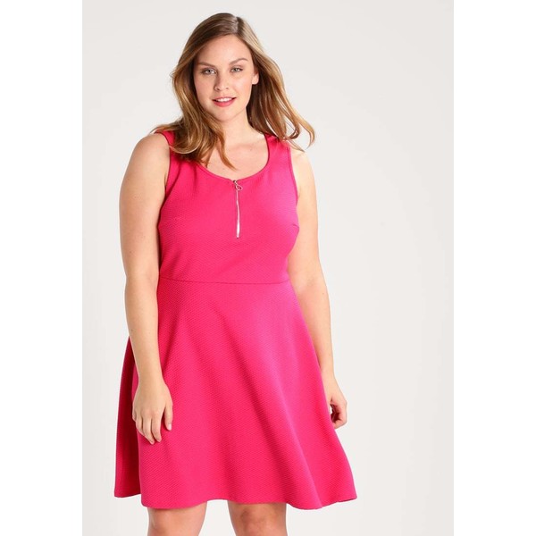 New Look Curves SKATER Sukienka z dżerseju bright pink N3221C05K