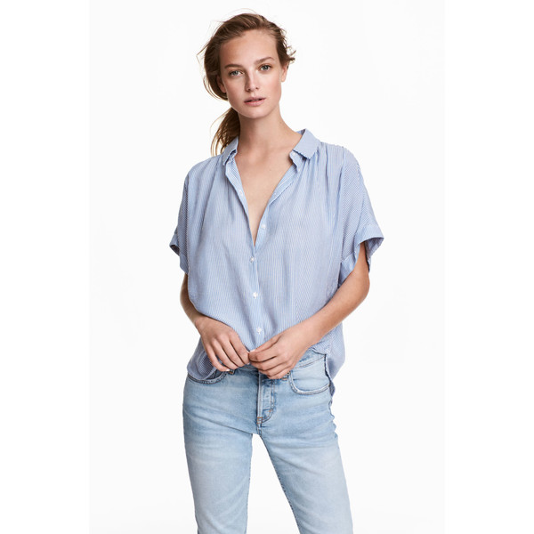 H&M Szeroka bluzka 0505071002 Niebieski/Białe paski