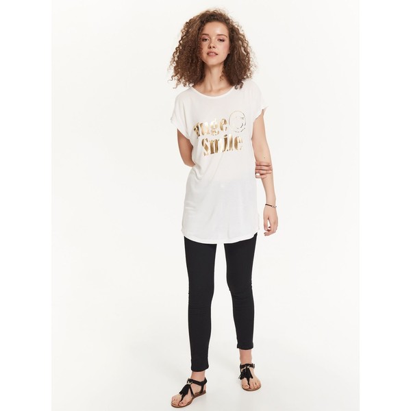 TROLL t-shirt damski ze złotym nadrukiem, długi TPO1538