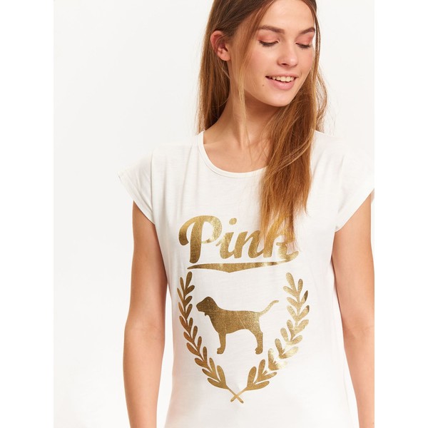 TROLL t-shirt damski ze złotym nadrukiem TPO1536