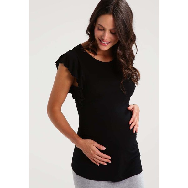 DP Maternity RUFFLE SLEEVE SCOOP NECK T-shirt z nadrukiem black DP829G01X