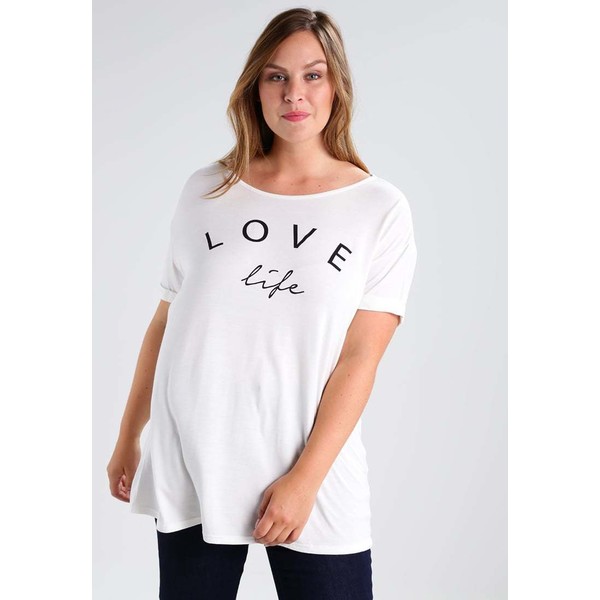 Dorothy Perkins Curve LOVE LIFE T-shirt z nadrukiem ivory DP621D02B