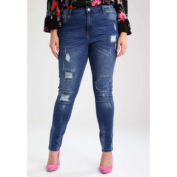 City Chic JEAN PATCHED UP Jeansy Slim fit dark-blue denim CIA21N003