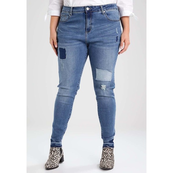 City Chic JEAN PATCH WORK Jeansy Slim fit mid denim CIA21N000