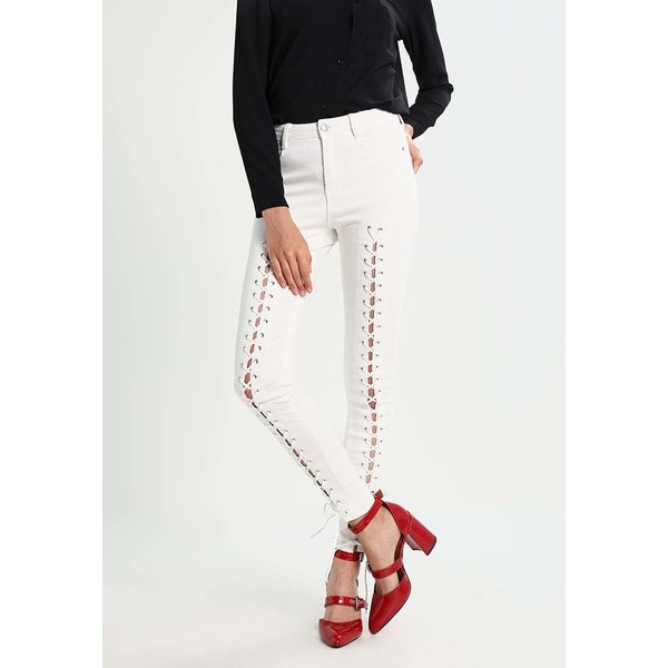 Missguided HUSTLER MID RISE LACE Jeans Skinny Fit white M0Q21N02O