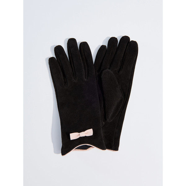 Mohito Czarne skórzane rękawiczki z kokardą RT565-99X