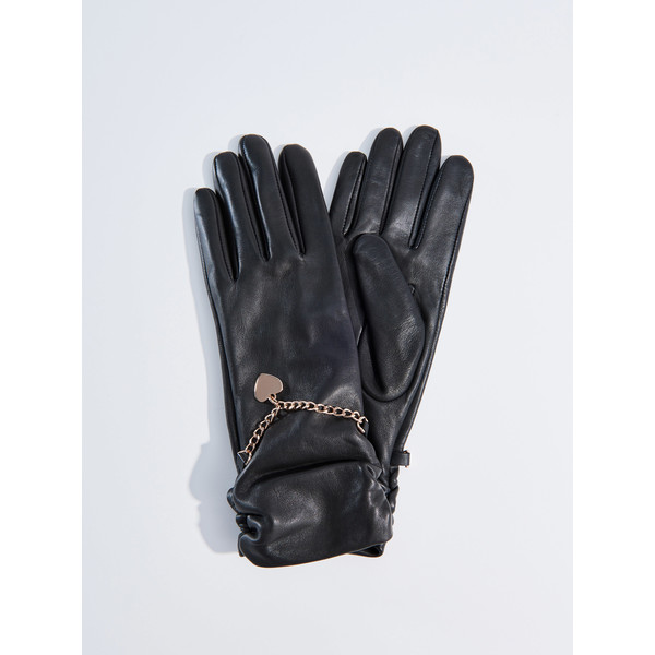 Mohito Skórzane rękawiczki z ozdobnym łańcuszkiem RT573-99X
