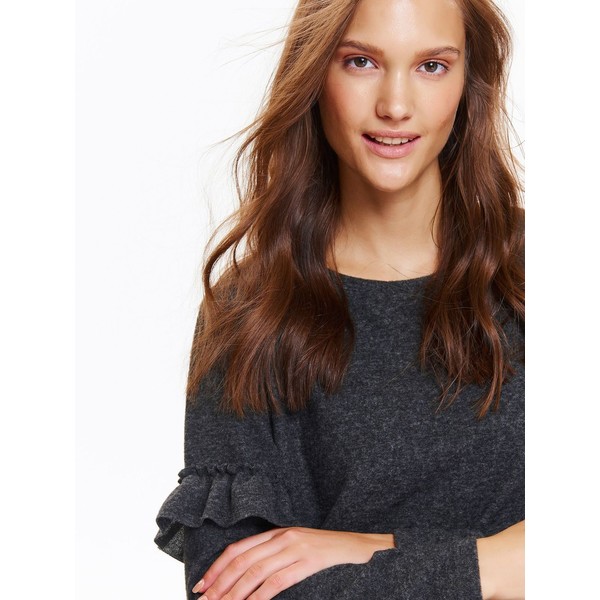 TOP SECRET sweter długi rękaw damski luźny, z falbankami SSW2186