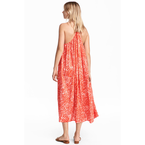 H&M Długa sukienka bez rękawów 0590316001 Koralowy/Wzór