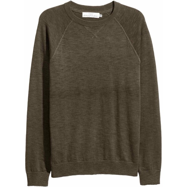 H&M Cienki sweter z bawełny 0515692005 Ciemna zieleń khaki