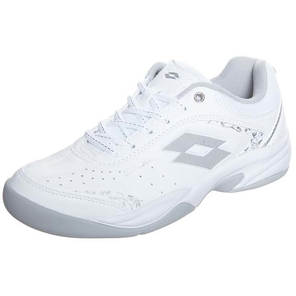 Lotto COURT LOGO 8 SI Obuwie do tenisa Indoor white/silver 1LO41A01Q