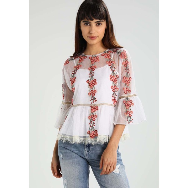 Endless Rose EMBROIDERED MESH WITH PEPLUM Bluzka off white combo EN921E003