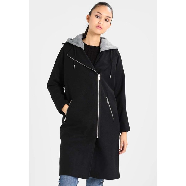 Noisy May NMCOHIBA Płaszcz wełniany /Płaszcz klasyczny black/medium grey melange hood NM321U00H