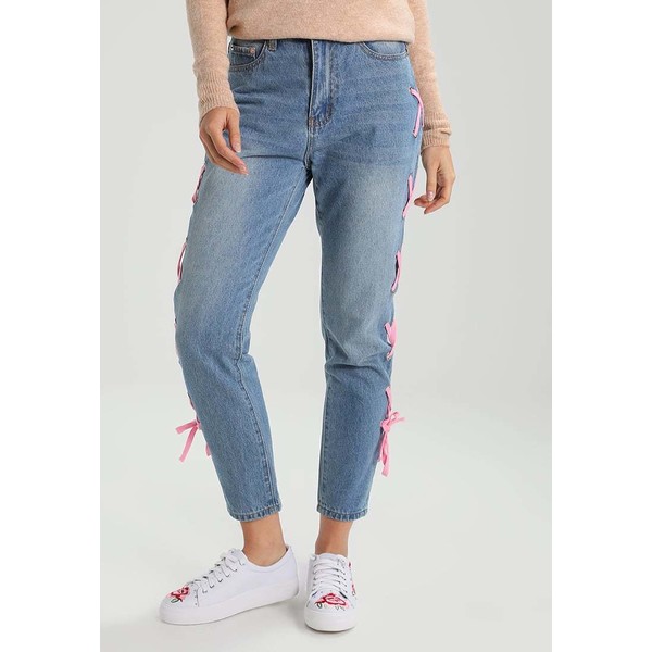 Liquor N Poker LAX MOM WITH EYELET AND RIBBON LACE UP Jeansy Relaxed fit light blue denim LIK21N00E