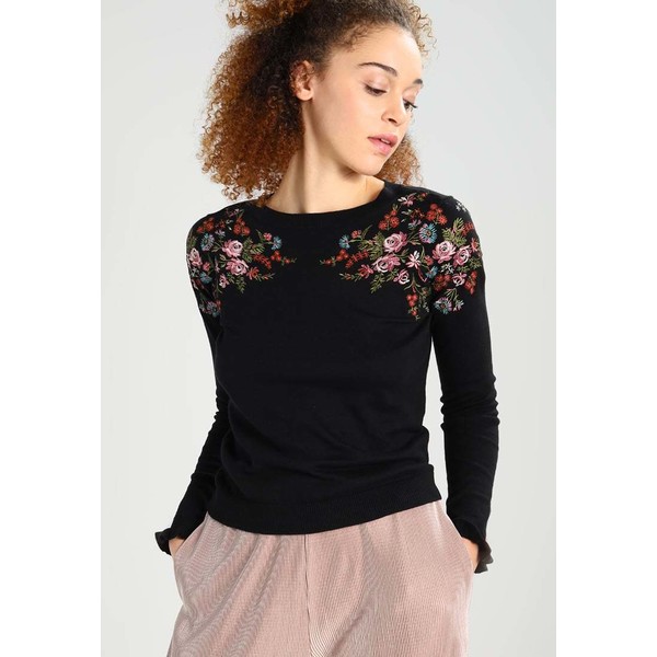 Oasis ESTHER EMBROIDERED MIRROR PLACEMENT Sweter black OA221J005