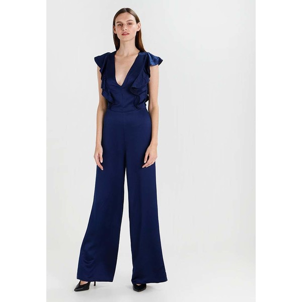 Missguided Tall CONTRACT FRILL PLUNGE WIDE LEG Kombinezon navy MIG21T002