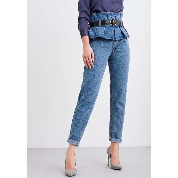 Lost Ink MOM WITH DOUBLE PAPERBAG & BELT Jeansy Relaxed fit light denim L0U21N01H