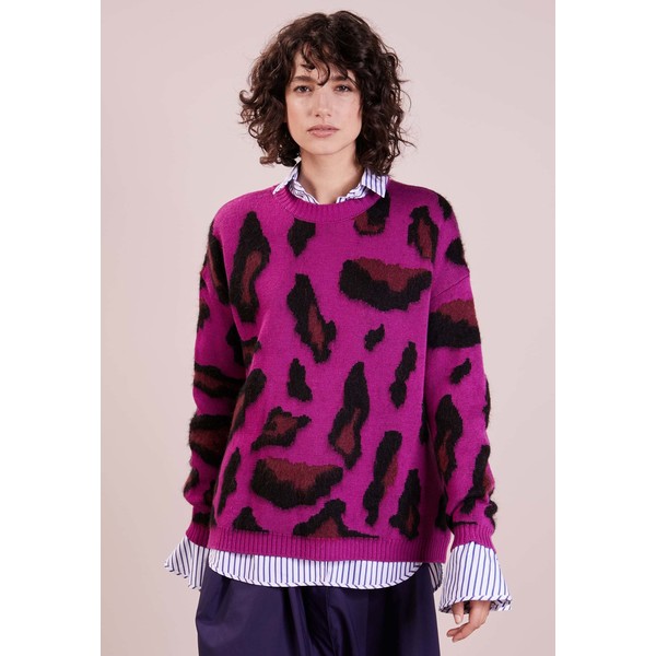 The Editor LEOPARD Sweter fuxia THH21I000