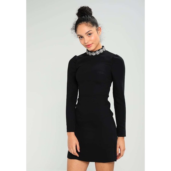 Warehouse EMBELLISHED NECK DRESS Sukienka letnia black WA221C0BX