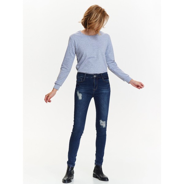 TROLL spodnie jeansowe damskie z przetarciami, rurki TSP1369