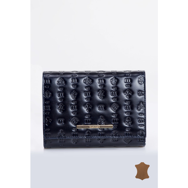 Monnari Skórzany portfel z tłoczonym wzorem PORIMP0-18L-PUR1890-K013D000-R00