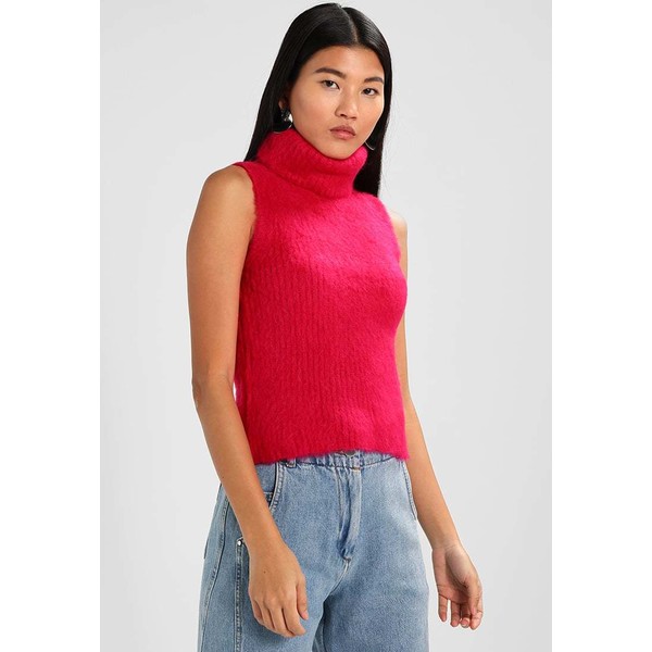 Topshop BOUTIQUE FLUFFY ROLL KNIT Sweter bright pink T0G21I00E