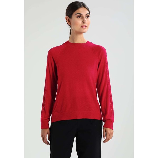Cortefiel CREW NECK JUMPER WITH BAND AND STRASS DETAILS IN SLEEVES Sweter red CZ921I018