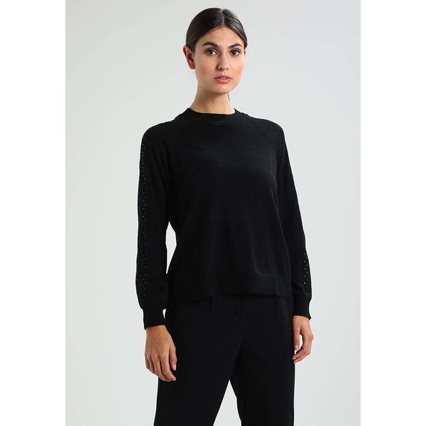 Cortefiel CREW NECK JUMPER WITH BAND AND STRASS DETAILS IN SLEEVES Sweter black CZ921I018