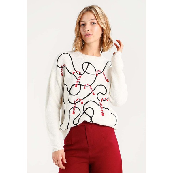 Topshop XMAS CANDY CANE Sweter ivory TP721I0D7