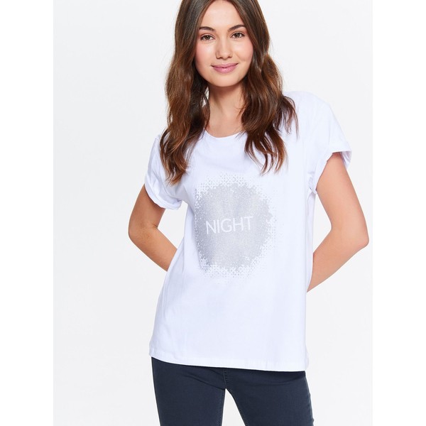 TROLL t-shirt biały damski z brokatowym nadrukiem TPO1611