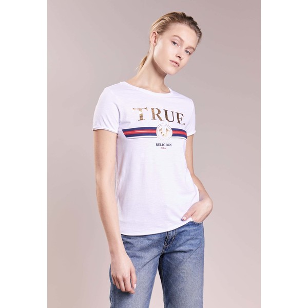 True Religion BOXY CREW ARTWORK T-shirt z nadrukiem white TR121D04W