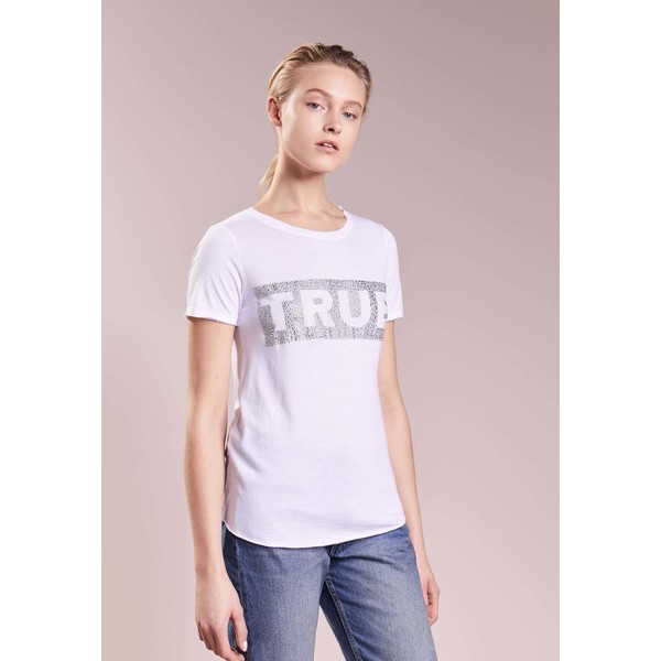 True Religion BOXY CREW T-shirt z nadrukiem white TR121D04U