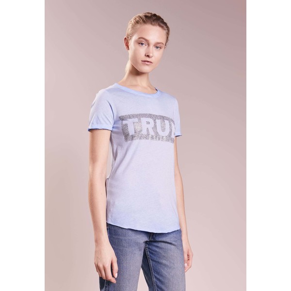True Religion BOXY CREW T-shirt z nadrukiem lake blue TR121D04U